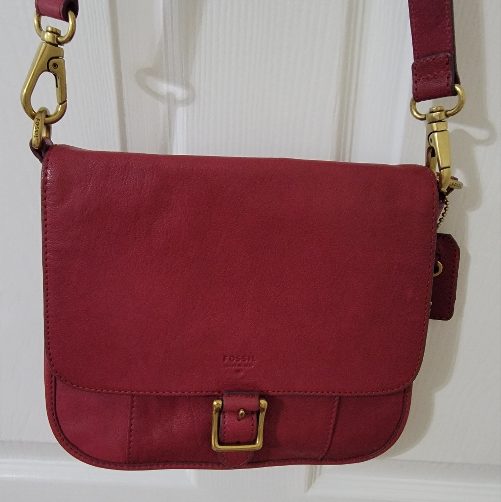 Fossil Burgundy Leather Crossbody Bag